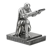 CYXStar Windbreaker Soldier Knight Pen Holder Personalized Desk Accessory, Mobile Phone & Gaming Controller Holder, Device Stand Gift for Medieval Enthusiasts (Silver)