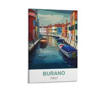 CYYHGEE Burano Italy Vintage Travel Posters 12x18inch(30x45cm) Canvas Poster Wall Art Living Room Home Decor