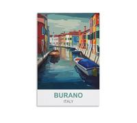CYYHGEE Burano Italy Vintage Travel Posters 24x36inch(60x90cm) Canvas Poster Wall Art Living Room Home Decor