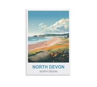 CYYHGEE Croyde Beach North Devon Vintage Travel Poster 16x24inch(40x60cm) Canvas Poster Wall Art Living Room Home Decor