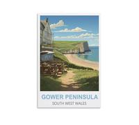 CYYHGEE Gower Peninsula South West Wales Vintage Travel Posters 16x24inch(40x60cm) Canvas Poster Wall Art Living Room Home Decor
