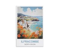 CYYHGEE Ilfracombe North Devon Vintage Travel Poster 16x24inch(40x60cm) Canvas Poster Wall Art Living Room Home Decor