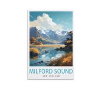 CYYHGEE Milford Sound New Zealand Vintage Travel Poster 12x18inch(30x45cm) Canvas Poster Wall Art Living Room Home Decor
