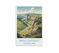 CYYHGEE Peak District National Park Vintage Travel Poster 08x12inch(20x30cm) Canvas Poster Wall Art Living Room Home Decor