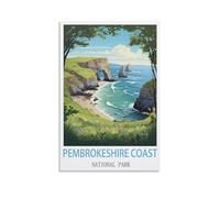 CYYHGEE Pembrokeshire Coast National Park Vintage Travel Poster 16x24inch(40x60cm) Canvas Poster Wall Art Living Room Home Decor