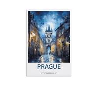 CYYHGEE Prague Czech Republic Vintage Travel Poster 16x24inch(40x60cm) Canvas Poster Wall Art Living Room Home Decor
