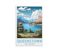 CYYHGEE Queenstown New Zealand Vintage Travel Poster 16x24inch(40x60cm) Canvas Poster Wall Art Living Room Home Decor