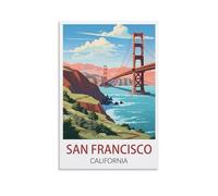 CYYHGEE San Francisco California Vintage Travel Poster 08x12inch(20x30cm) Canvas Poster Wall Art Living Room Home Decor