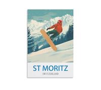 CYYHGEE Vintage Travel Poster St Moritz Switzerland 16x24inch(40x60cm) Canvas Poster Wall Art Living Room Home Decor