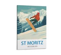 CYYHGEE Vintage Travel Poster St Moritz Switzerland 24x36inch(60x90cm) Canvas Poster Wall Art Living Room Home Decor