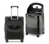 CyyKcc Luggage with Seat for Kids, 20 Inch Children Suitcase with Lockable 4- Spinner Wheels, 53x35x 28cm Black Hardside Traveling case