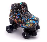 CYYZB Classic Roller Skates Womens, Quad Roller Skates, Double Row High-Top Skating, PU Leather Material Rollerskates for Beginners Teens Kids Adult,Black wheel,UK 3/EU 35