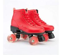CYYZB Retro Girls Roller Skates Women, 4 Wheels Quad Roller Skates, Double Row Light Up Skating, PU Leather for Girls Beginners Teens Kids Adult,PU Wheel,UK 4/EU 36