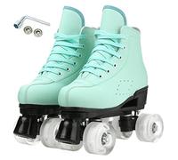 CYYZB Roller Skates for Women Classic High-top Double-row Roller Skate 4 Wheel PU Leather Rollerskates Quad Roller SkatingIndoor Outdoor for Beginner Girls Indoor Outdoor,Clear Wheel,UK 3/EU 35