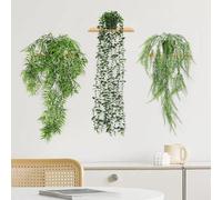 CYZBL 3 Pack Artificial Hanging Plant, Greenery Fake Hanging Plants with Pot, Green Fake Ivy Vines, Wall Mounted Faux Plant, Wheat Grass for Indoor Outdoor Garden Decoration (B)