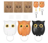 CYZBL 3Pcs Magnetic Key Holder, No-Punch Wall Key Hook Storage, Keyhook Storage Ornament Owl Key Holder, Wall Mounted Owl Keychain Holder 3 Color, Key Storage at The Entrance of The Foyer