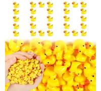 CYZBL About 100Pcs Mini Resin Ducks, Mini Rubber Ducks Ornaments, Miniature Realistic Shape Tiny Duck Toys, Baby Bath Toy Small Plastic Duck for Party Aquariums, Dollhouses Potted Decoration (Yellow)