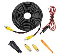 CYZBL RCA Car Video Cable Kit, 10M RCA Cable + 1M DC Power Wire + 2 Adapter + 100 Ties + Pry Tool, for Car Reversing Camera/DVD/TV Audio with Detection Wire