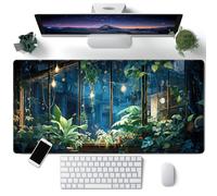 CYZFF Desk Mat Green Plant Large Gaming Mouse Pad Keyboard Mouse Pad City View XXL 80x40cm Office Decor Desk Accessories for Women