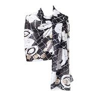 CYZLANN Women's Scarves 100% Silk Long Lightweight Scarfs for women(black white)