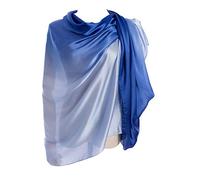 CYZLANN Women's Scarves 100% Silk Long Lightweight Scarfs for women(blue light blue)
