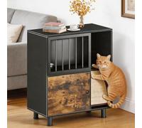 CYzpf Dog Proof Cat Feeder Station - Elevated Feeding Table with Stainless Steel Bowls, Scratching Board & Storage Locker, Anti-Dog, Sturdy, Easy Assembly, Outdoor Wood Furniture