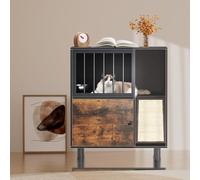 CYzpf Wood Dog Proof Cat Feeding Station with Storage Box and Removable Bowl, Outdoor Cat Feeding Table with Scratching Board, Vintage Pet Furniture for Indoor