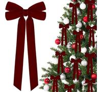 CYZTD 15 pcs Christmas Velvet Ribbon Bows for Tree Decoration, Large Velvet Bows for Christmas Tree, Crafts Bow for Gift Wrapping for Tree Home Party Front Door Wreath Garland Holiday Decor