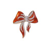 CZ Bow Knot Brooch for Women Girls Gold Plated Crystal Enamel Red Christmas Ribbon Bowknot Brooches Lapel Pins Vintage Boho Collar Sweater Scarves Hypoallergenic Dainty Dress Accessories Festival