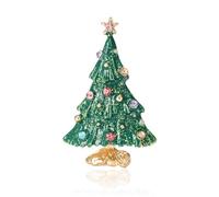 CZ Christmas Tree Brooch Pin for Women Girls Men Colorful Cubic Zirconia Crystal Lapel Pins Corsage Scarf Shawl Clip Badge Suit Brooches Pins Dainty Dress Accessories Xmas Holiday Jewelry Gift (Green)
