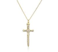 CZ Cubic Zirconia Sword Shaped Pendant Necklace Decoration Loyalty Valentine's Day Gifts for Women Girls 17.71 Inches + 2 Inches Extender