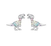 CZ Dinosaur Stud Earrings Crystal Colorful Cubic Zirconia Dragon Animal Studs Post for Women Girls Teen Small Pave CZ Lovely Creative Cute Birthday Anniversary Jewelry Gifts