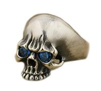 CZ Eyes 925 Sterling Silver Skull Ring Mens Biker Gothic Jewellery TA6XA UK Size N½~Z4 (UK Z+2 (71.7mm), No Stone Mirror Polish)
