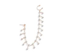 CZ Fake Nose Ring Chain Piercing Earring for Women Bohemian Indian Crystal Tassel Drop Nose to Ear Chain Hypallergenic Lightweight Summer Accessories Jewelry (Gold)