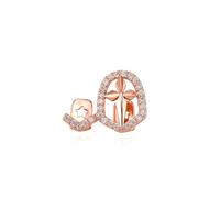 CZ Paved Cross Stud Earrings - 18K Gold/Silver/Rose Gold Plated, Hip Hop Oval Frame Bling Jewelry, Punk Fit Grill Gift Party(Pink)