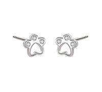 CZ Paw Earrings for Women Girls S925 Sterling Silver Cubic Zirconia Tiny Stud Tragus Post Pin Cute Paw Kitten Cat Puppy Dog Print Earrings Hypoallergenic Jewelry Gift for Pet Lover
