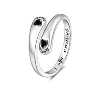 CZ Puppy Paw Print Adjustable Ring for Women Pet Lover I am Enough Inspirational Statement Jewelry Animal Rings with Birthstone Claw Open Wrap Finger Band for Dog Cat Owners Friends Family, Metal