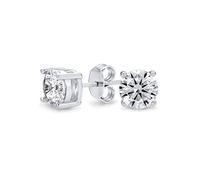 CZ Round Brilliant Cut Stud Earrings AAA CZ Unisex .925 Sterling Silver
