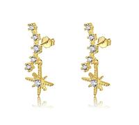 Cz Star Dangle Earrings Silver Gold Multiple Triple Journey Cubic Zirconia Faux Diamond Line Drop Dangling Ear Crawler Post Stud Earrings, Cubic Zirconia, Cubic Zirconia