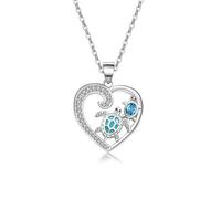 CZ Turtle Starfish Pendant Choker Necklace Eternity Blue Cubic Zirconia Link Chain Adjustable Statement Relationship Thin Slim Chain Necklace Christmas New Year Gifts for Women Mom Daughter, One Size