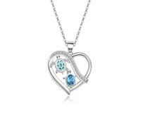 CZ Turtle Starfish Pendant Choker Necklace Eternity Blue Cubic Zirconia Link Chain Adjustable Statement Relationship Thin Slim Chain Necklace Christmas New Year Gifts for Women Mom Daughter, One Size