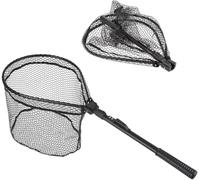 CZ-XING Fishing Folding Landing Net,Fishing Net with Telescopic Handle,Rubber Coated Netting, Collapsible Lightweight Portable Aluminum Alloy Frame Handle for Fish Catch Release