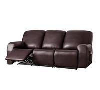 CZADMXP Recliner Sofa Slipcovers 1/2/3 Seater, PU Leather Reclining Chair Covers, Stretch Couch Furniture Protector Cover with Side Pocket (Deep Coffee,3 seater)