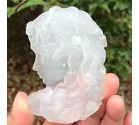 CZAOINCU Home Collections Crystal Stone Natural White Selenite Crystal Carvings Girl Statue Craft Quartz Gift for Home Decoration Medusa Sculpture 1PC