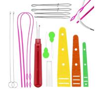 CZAYEFNH 15-piece sewing loops set - threading aid, needle threader for hand sewing, catching needle, meat needle with eyelet, pull-through needle, splicing needle, threader, repassing needle - ideal