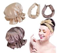 CZAYEFNH 4 pieces heat free curls, heatless curling tape, satin heatless hair curler, night curlers with hair caps, soft curling iron headband, styling for short and long hair