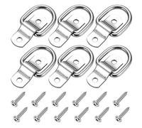 CZC AUTO 6 Pack D Ring Tie Down Anchors 1/4" Heavy Duty Stainless Steel Trailer Tie Down Hooks for Truck, Trailer, Camper, Warehouse, Boat, Cargo Control & Surface Mount, with Screws