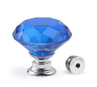 CZC HOME 10pcs 30mm Crystal Glass Door Drawer Knobs Diamond Cut Drawer Handles with 3 Sizes Screws for Cupboard Cabinet Wardrobe Home Decorating, Blue