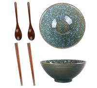 CZCMYAU 1200ml Ceramic Ramen Bowl Set of 2,Ceramic Japanese Ramen Bowl Set with Wooden Chopsticks Spoons