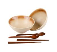 CZCMYAU 1200ml Ceramic Ramen Bowls Set of 2 with Chopsticks and Spoon Japanese Noodles Soup Bowls Udon Ramen Bowl for Pho Cereal(Matte Gold)